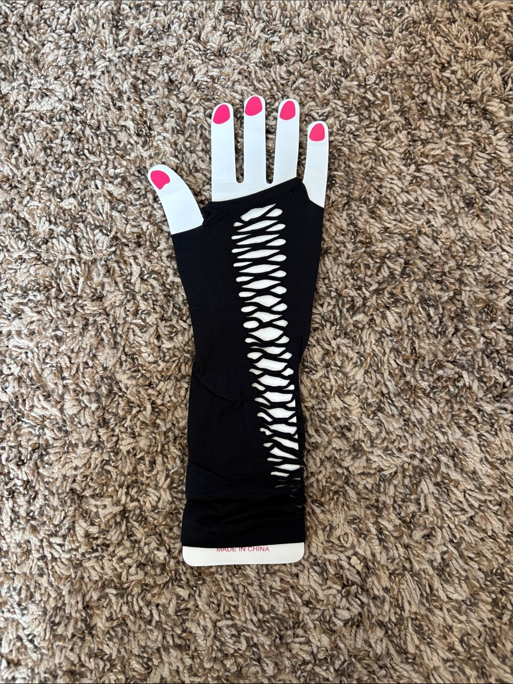 SHEIN Black Lace-Up Long Fingerless Glove